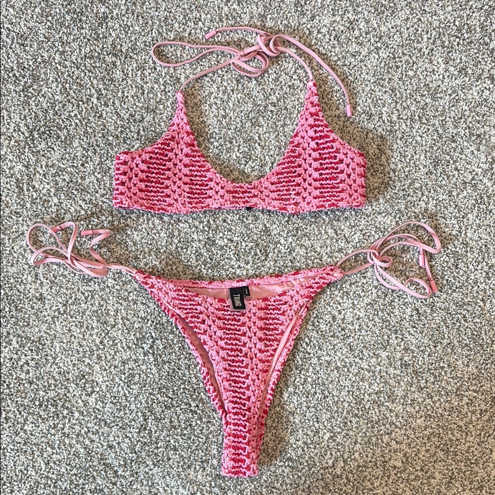 Triangl Swimwear Pink Knit Bikini